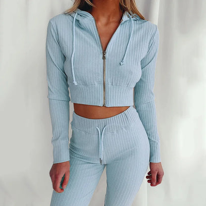 Two Piece Set Women Hot Style 2021 New Women'S Sports Leisure Suit Hooded Long-Sleeved Tracksuit Women Dropshipping CKX9434