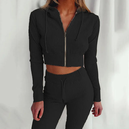 Two Piece Set Women Hot Style 2021 New Women'S Sports Leisure Suit Hooded Long-Sleeved Tracksuit Women Dropshipping CKX9434